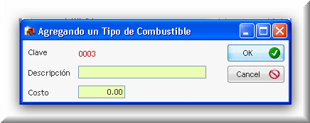 Forma para Captura de Tipos de Combustible